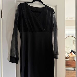 Source Unknown Black Sheer Sleeve Dress
